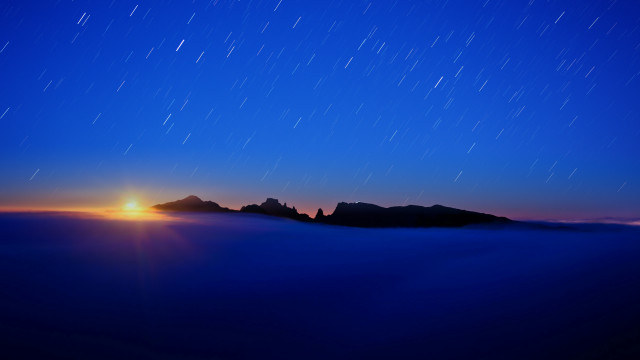 Night sky mountains sun clouds free wallpaper for desktop - medium preview image