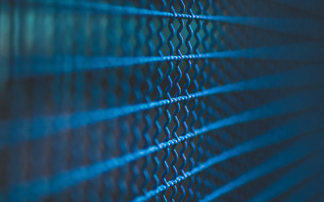 Metal fence blue light abstracted free wallpaper for desktop - medium preview image
