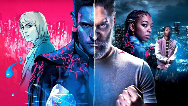 City neon cyberpunk people glowing free wallpaper for desktop - medium preview image