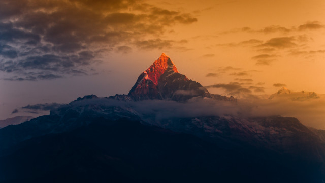 Mountain peak red sky clouds #3 free wallpaper for desktop - medium preview image