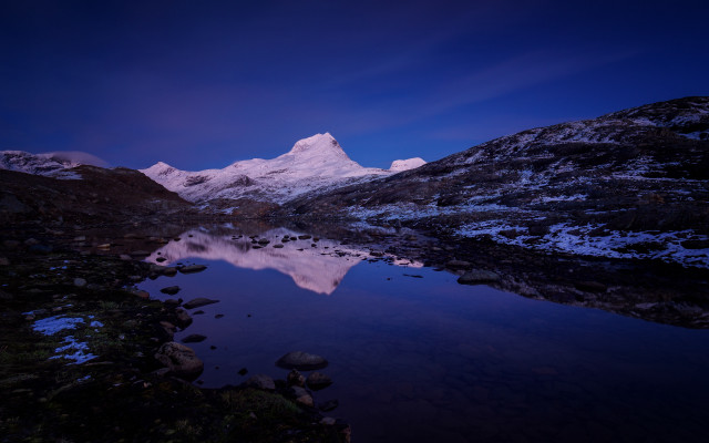 Mountain lake city night star free wallpaper for desktop - medium preview image