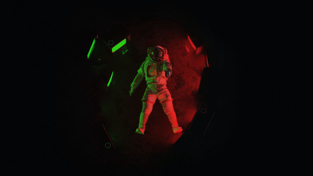 Space suit man neon dark free wallpaper for desktop - medium preview image
