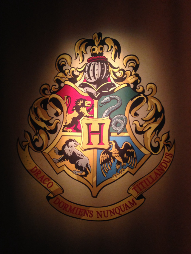 Hogwarts crest lit wall dark free wallpaper for mobile - medium preview image