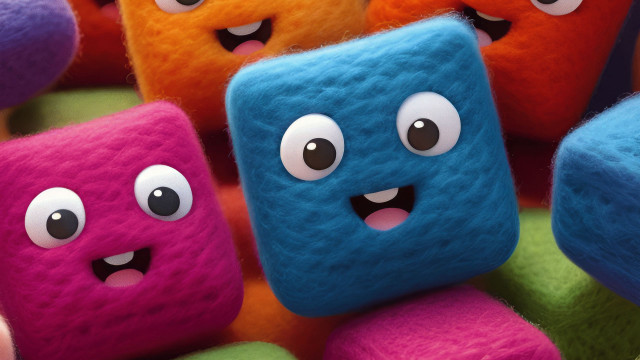 Colorful toy blocks smiling frowning free wallpaper for desktop - medium preview image
