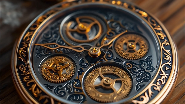 Gold pocket watch macro steampunk free wallpaper for desktop - medium preview image
