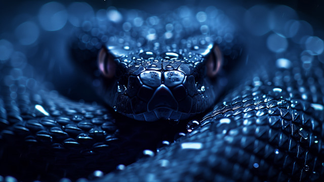 Snake head water droplets blue free wallpaper for desktop - medium preview image