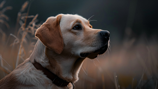 Dog looking distance blurry grass free wallpaper for desktop - medium preview image