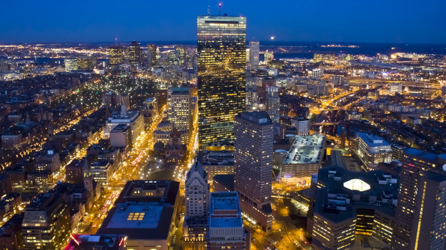 City night lights tiltshift skyline free wallpaper for desktop - medium preview image