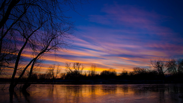 Sunset reflected trees autumn bush free wallpaper for desktop - medium preview image