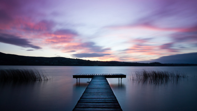 Dock lake sunset pink blue free wallpaper for desktop - medium preview image