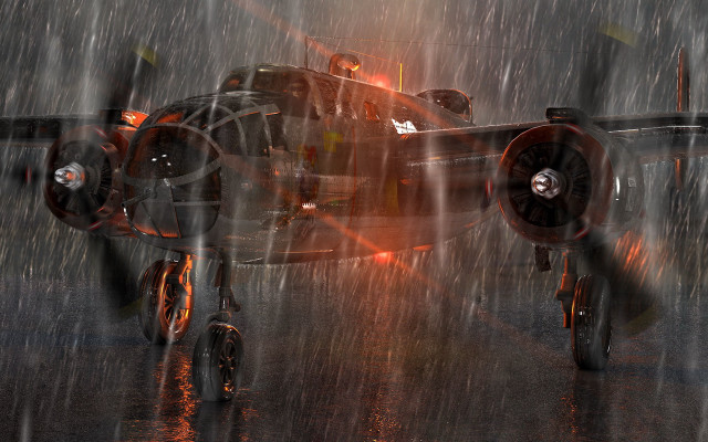 Small airplane rain red light free wallpaper for desktop - medium preview image