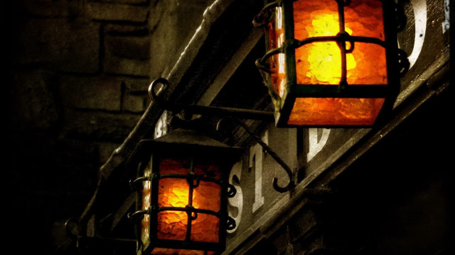 Night lights architecture lanterns matte free wallpaper for desktop - medium preview image