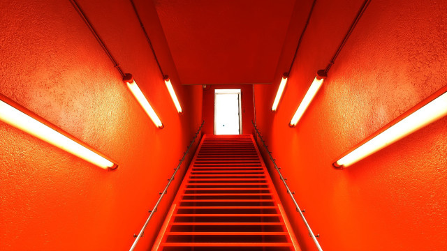 Staircase red wall bright light free wallpaper for desktop - medium preview image