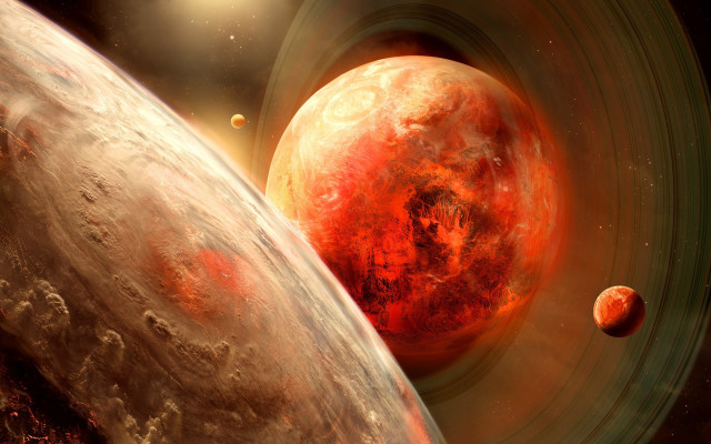 Red planet two planets matte free wallpaper for desktop - medium preview image
