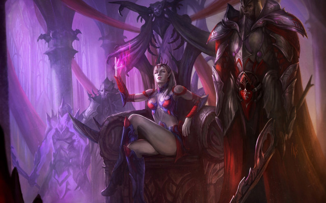 Woman demon purple room glowing free wallpaper for desktop - medium preview image