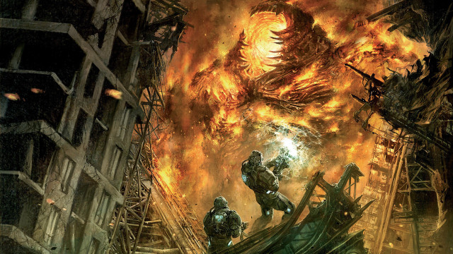 Giant fire breathing monster city free wallpaper for desktop - medium preview image