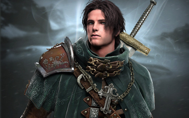 Green swordman epic fantasy portrait free wallpaper for desktop - medium preview image