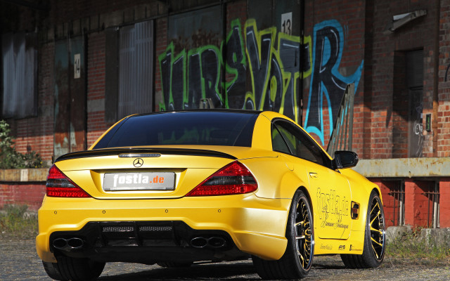 Yellow sports car graffiti urban free wallpaper for desktop - medium preview image