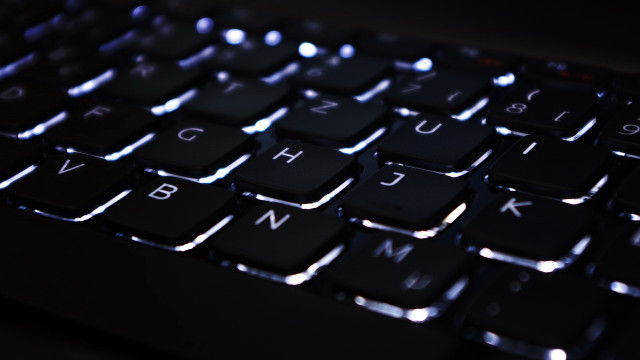 Keyboard blue light black white free wallpaper for desktop - medium preview image
