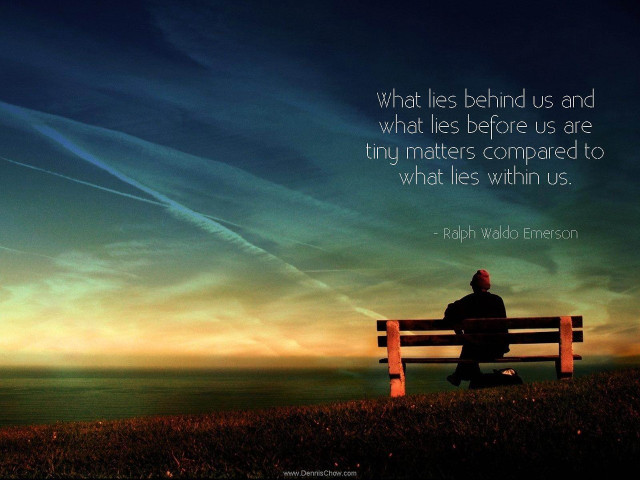 Man bench ocean quote author free wallpaper for desktop - medium preview image