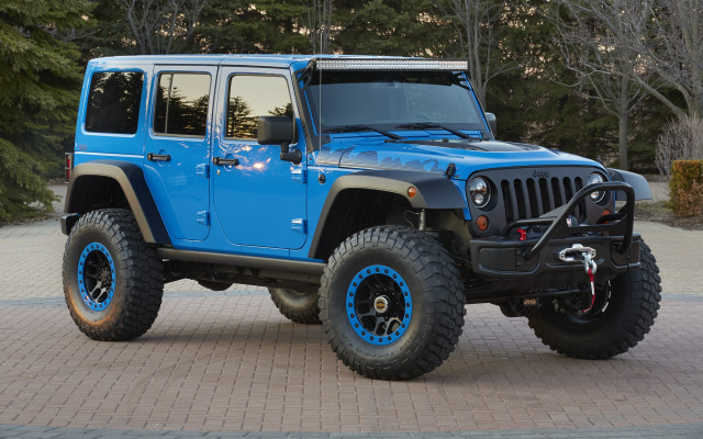Blue jeep tire brick road free wallpaper for desktop - medium preview image