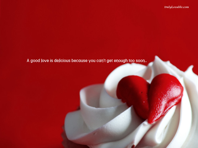 Cupcake heart red background quote free wallpaper for desktop - medium preview image