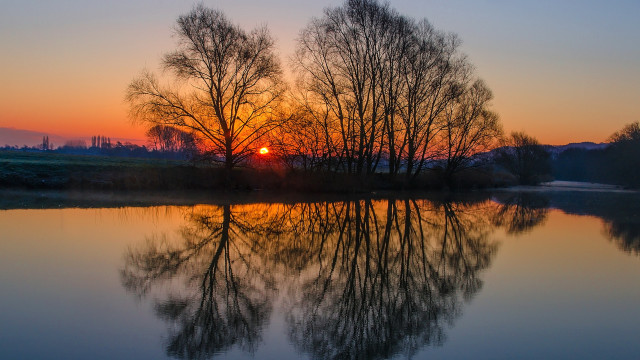 Sunset lake trees clouds autumn #2 free wallpaper for desktop - medium preview image