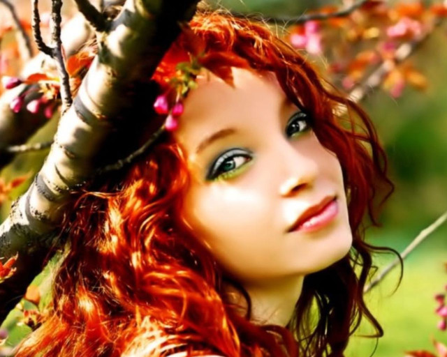 Red haired green eyed gothic free wallpaper for desktop - medium preview image
