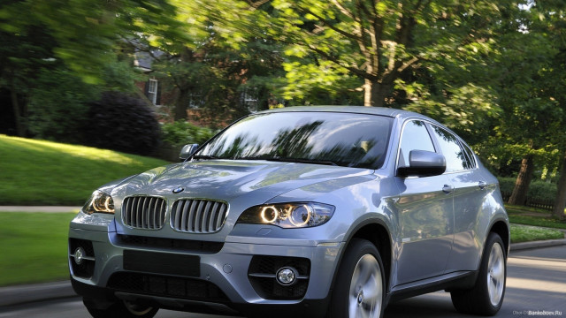 Silver bmw suv driving park free wallpaper for desktop - medium preview image