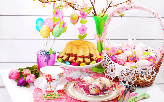 Table cake flowers eggs florianne free wallpaper for desktop - medium preview image