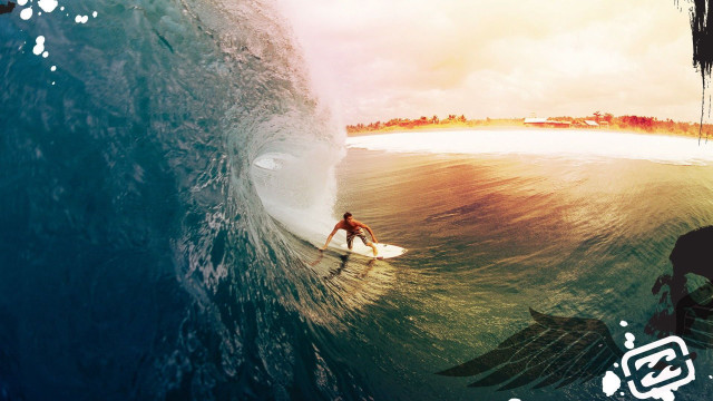 Man riding wave surfboard ocean #30 free wallpaper for desktop - medium preview image