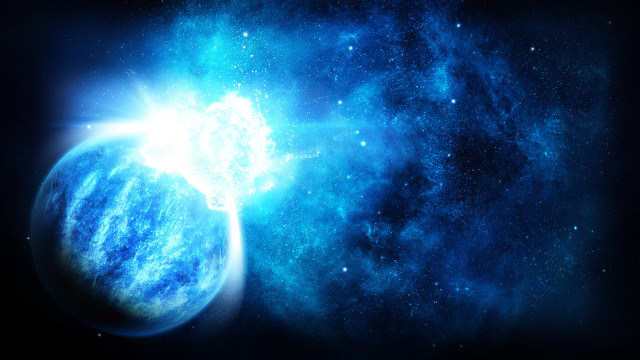 Blue planet star space art free wallpaper for desktop - medium preview image