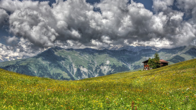 House hill mountain cloud meadow free wallpaper for desktop - medium preview image