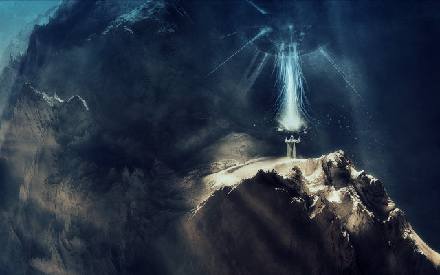 Mountain light clouds star fantasy free wallpaper for desktop - medium preview image