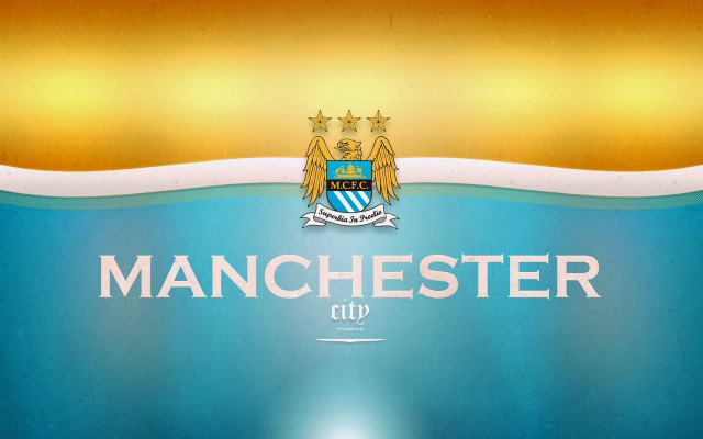 Manchester logo blue gold background free wallpaper for desktop - medium preview image
