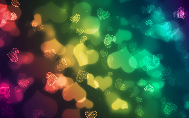 Blurry multicolored hearts rainbow hologram free wallpaper for desktop - medium preview image