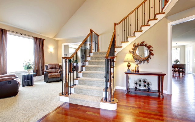 Living room staircase mirror couch free wallpaper for desktop - medium preview image