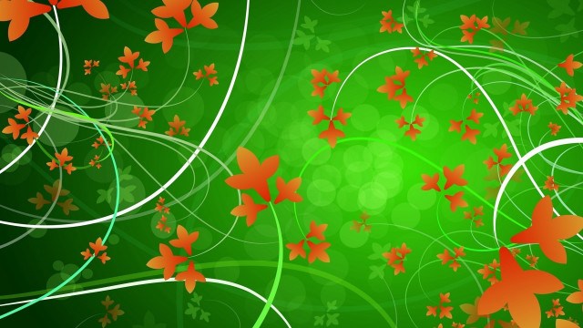 Green flower swirls butterfly forest free wallpaper for desktop - medium preview image