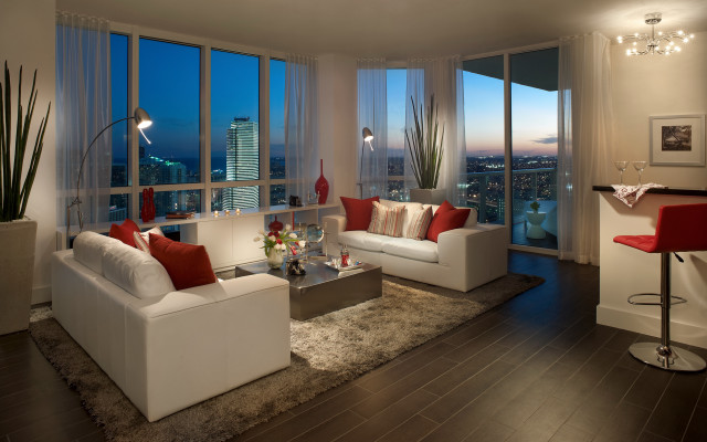 Living room city view ambient free wallpaper for desktop - medium preview image