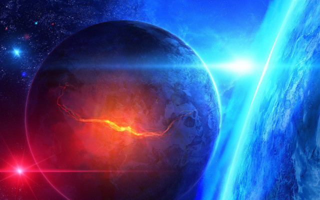 Space station space aurora moon free wallpaper for desktop - medium preview image