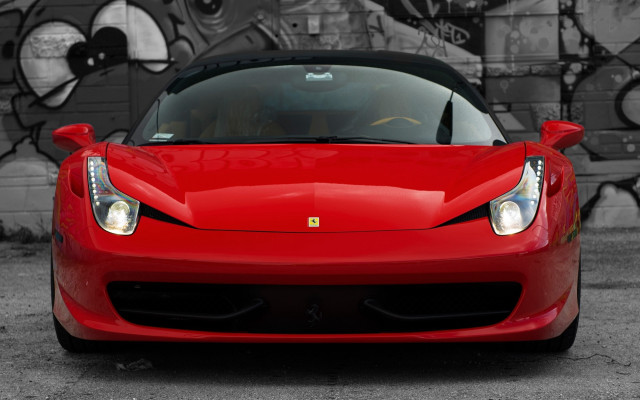 Red sports car graffiti wall #2 free wallpaper for desktop - medium preview image