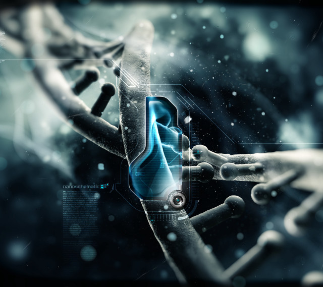 Hand touching double strand biopunk free wallpaper for tablet - medium preview image