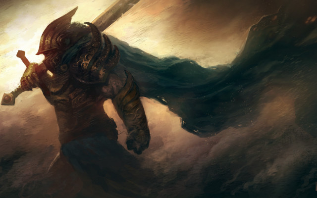 Storm demon sword fantasy armor free wallpaper for desktop - medium preview image