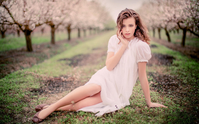 Araceli gilbert flowers sitting outdoors free wallpaper for desktop - medium preview image