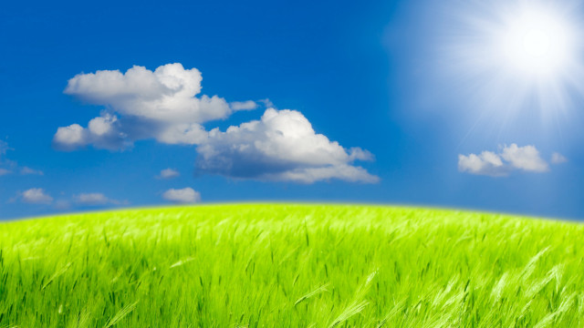 Green field blue sky clouds #83 free wallpaper for desktop - medium preview image