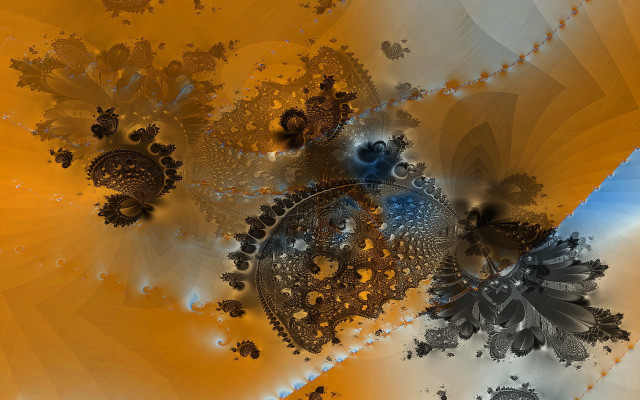Yellow blue flower fractal bubble free wallpaper for desktop - medium preview image