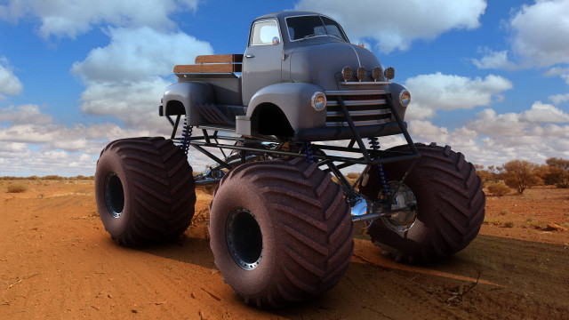 Large truck dirt road desert free wallpaper for desktop - medium preview image