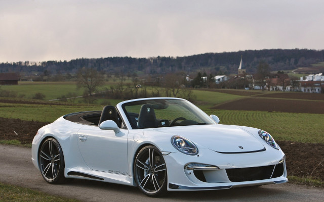 White sports car road field #3 free wallpaper for desktop - medium preview image