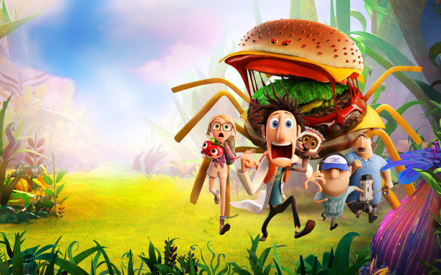 Cartoon characters running hamburger field free wallpaper for desktop - medium preview image