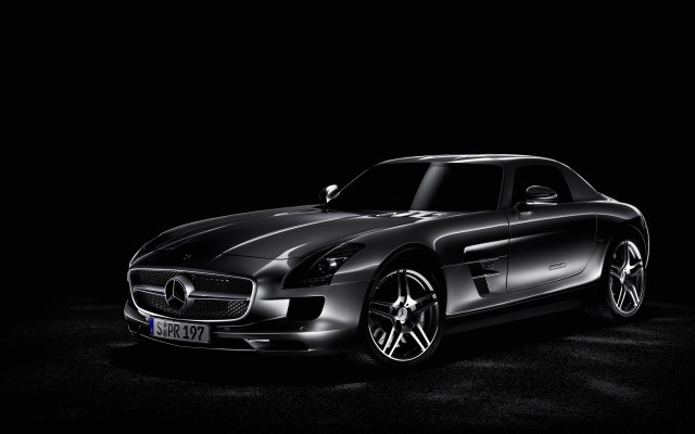 Mercedes sls roadster black white free wallpaper for desktop - medium preview image